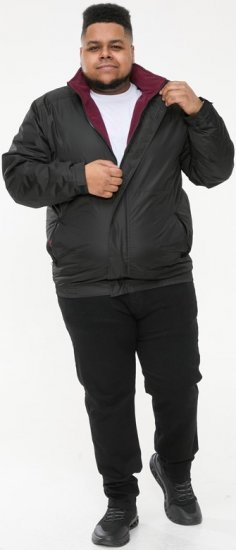 D555 Rudy Showerproof Fleece Lined Jacket With Packaway Hood - Black - Kurtki Męskie Duże Rozmiary - Kurtki Duże rozmiary 2XL-8XL