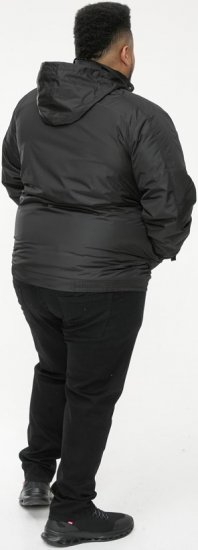 D555 Rudy Showerproof Fleece Lined Jacket With Packaway Hood - Black - Kurtki Męskie Duże Rozmiary - Kurtki Duże rozmiary 2XL-8XL