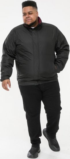 D555 Rudy Showerproof Fleece Lined Jacket With Packaway Hood - Black - Kurtki Męskie Duże Rozmiary - Kurtki Duże rozmiary 2XL-8XL