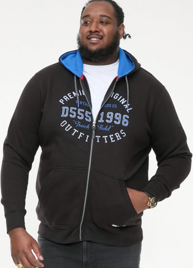D555 LINGARD Full Zip Hoody With Original Chest Print Black - Bluzy & bluzy z kapturem - Bluzy & Bluzy z kapturem 2XL-12XL