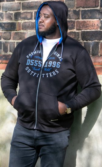 D555 LINGARD Full Zip Hoody With Original Chest Print Black - Bluzy & bluzy z kapturem - Bluzy & Bluzy z kapturem 2XL-12XL
