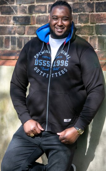 D555 LINGARD Full Zip Hoody With Original Chest Print Black - Bluzy & bluzy z kapturem - Bluzy & Bluzy z kapturem 2XL-12XL