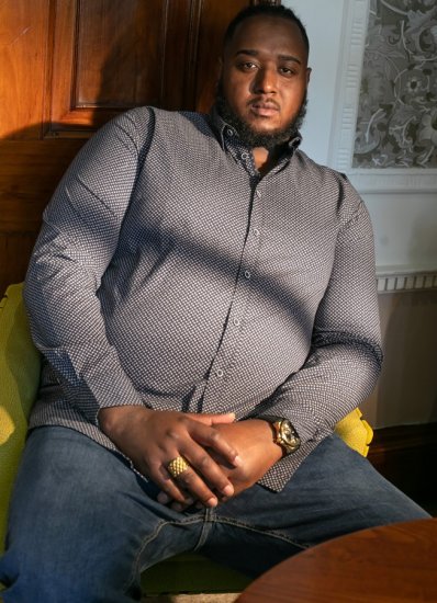 D555 MORGAN Micro AOP Long Sleeve Shirt With Concealed Button Down Collar Navy - Koszule - Koszule 2XL-10XL