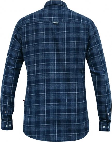 D555 SONNY Navy Check Long Sleeve Shirt With Chest Patch Pocket & Button Down Collar Navy Check - Koszule - Koszule 2XL-10XL