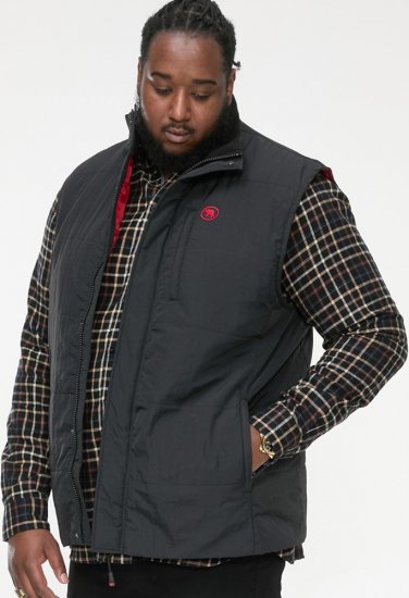 D555 FELIPE Zip Through Padded Gilet With Contrast Colour Lining And Rubber Badge Black - Kurtki Męskie Duże Rozmiary - Kurtki Duże rozmiary 2XL-8XL