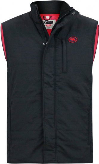 D555 FELIPE Zip Through Padded Gilet With Contrast Colour Lining And Rubber Badge Black - Kurtki Męskie Duże Rozmiary - Kurtki Duże rozmiary 2XL-8XL