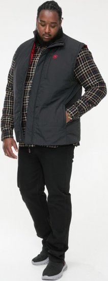 D555 FELIPE Zip Through Padded Gilet With Contrast Colour Lining And Rubber Badge Black - Kurtki Męskie Duże Rozmiary - Kurtki Duże rozmiary 2XL-8XL