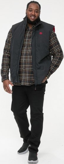 D555 FELIPE Zip Through Padded Gilet With Contrast Colour Lining And Rubber Badge Black - Kurtki Męskie Duże Rozmiary - Kurtki Duże rozmiary 2XL-8XL