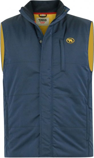 D555 FELIPE Zip Through Padded Gilet With Contrast Colour Lining And Rubber Badge Navy - Kurtki Męskie Duże Rozmiary - Kurtki Duże rozmiary 2XL-8XL