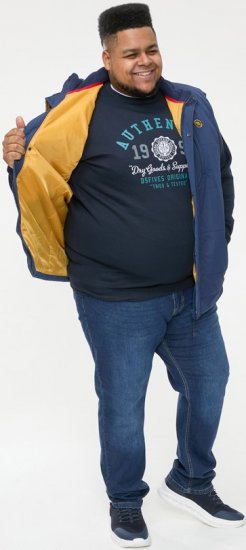 D555 FELIPE Zip Through Padded Gilet With Contrast Colour Lining And Rubber Badge Navy - Kurtki Męskie Duże Rozmiary - Kurtki Duże rozmiary 2XL-8XL