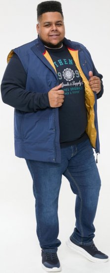 D555 FELIPE Zip Through Padded Gilet With Contrast Colour Lining And Rubber Badge Navy - Kurtki Męskie Duże Rozmiary - Kurtki Duże rozmiary 2XL-8XL