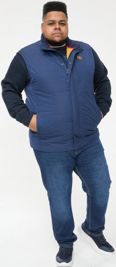 D555 FELIPE Zip Through Padded Gilet With Contrast Colour Lining And Rubber Badge Navy - Kurtki Męskie Duże Rozmiary - Kurtki Duże rozmiary 2XL-8XL