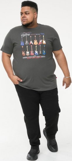D555 JAIDEN Legends Guitar Printed Crew Neck T-Shirt Khaki - Koszulki - T-shirty meskie Duże Rozmiary - 2XL-14XL