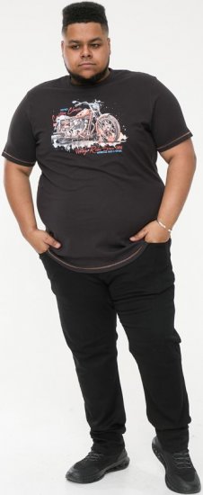 D555 LORNE Motor Bike Splatter Printed Crew Neck T-Shirt Washed Black - Koszulki - T-shirty meskie Duże Rozmiary - 2XL-14XL