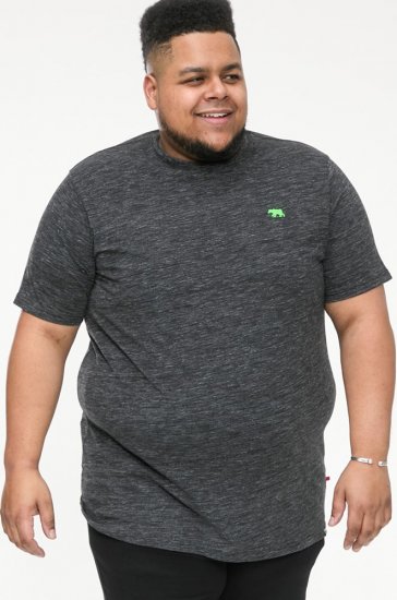 D555 ORSTON Reno Fabric Crew Neck T-Shirt With Chest Embroidery Black Reno - Koszulki - T-shirty meskie Duże Rozmiary - 2XL-14XL