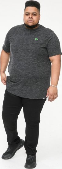 D555 ORSTON Reno Fabric Crew Neck T-Shirt With Chest Embroidery Black Reno - Koszulki - T-shirty meskie Duże Rozmiary - 2XL-14XL