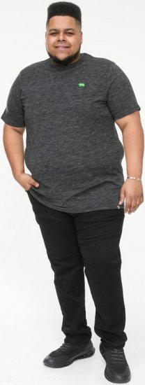 D555 ORSTON Reno Fabric Crew Neck T-Shirt With Chest Embroidery Black Reno - Koszulki - T-shirty meskie Duże Rozmiary - 2XL-14XL