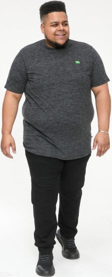D555 ORSTON Reno Fabric Crew Neck T-Shirt With Chest Embroidery Black Reno - Koszulki - T-shirty meskie Duże Rozmiary - 2XL-14XL