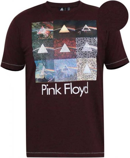D555 DIVISION Official Pink Floyd Printed T-Shirt Burgundy - Koszulki - T-shirty meskie Duże Rozmiary - 2XL-14XL