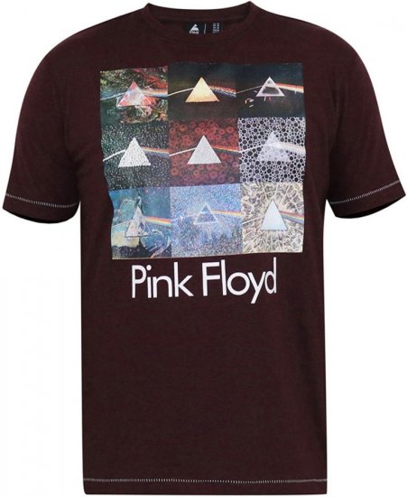 D555 DIVISION Official Pink Floyd Printed T-Shirt Burgundy - Koszulki - T-shirty meskie Duże Rozmiary - 2XL-14XL