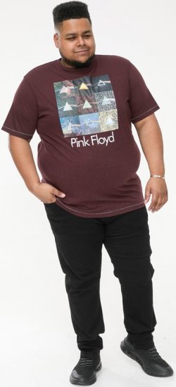 D555 DIVISION Official Pink Floyd Printed T-Shirt Burgundy - Koszulki - T-shirty meskie Duże Rozmiary - 2XL-14XL