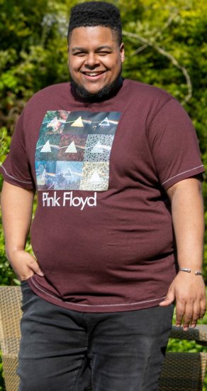 D555 DIVISION Official Pink Floyd Printed T-Shirt Burgundy - Koszulki - T-shirty meskie Duże Rozmiary - 2XL-14XL