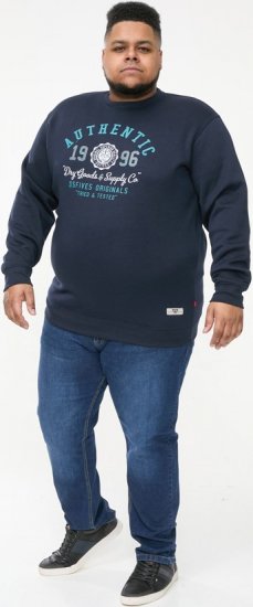 D555 KEYWORTH Authentic Printed Crew Neck Sweatshirt Navy - Bluzy & bluzy z kapturem - Bluzy & Bluzy z kapturem 2XL-12XL