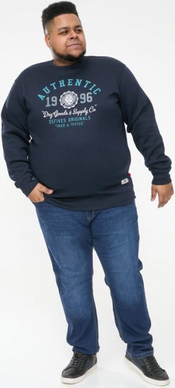 D555 KEYWORTH Authentic Printed Crew Neck Sweatshirt Navy - Bluzy & bluzy z kapturem - Bluzy & Bluzy z kapturem 2XL-12XL