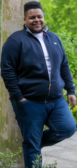 D555 NASHUA Zip Through Sweatshirt In Fleece Navy - Bluzy & bluzy z kapturem - Bluzy & Bluzy z kapturem 2XL-12XL