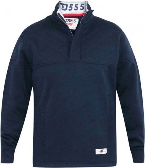 D555 SWANN Quarter Neck Sweatshirt With Quilted Top Panel Navy - Bluzy & bluzy z kapturem - Bluzy & Bluzy z kapturem 2XL-12XL