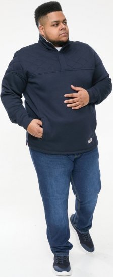 D555 SWANN Quarter Neck Sweatshirt With Quilted Top Panel Navy - Bluzy & bluzy z kapturem - Bluzy & Bluzy z kapturem 2XL-12XL