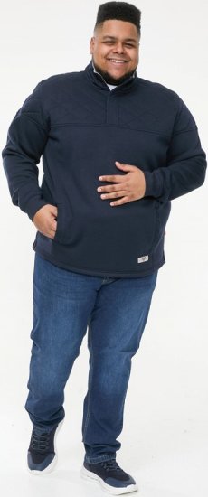 D555 SWANN Quarter Neck Sweatshirt With Quilted Top Panel Navy - Bluzy & bluzy z kapturem - Bluzy & Bluzy z kapturem 2XL-12XL