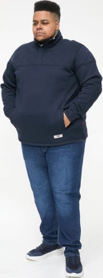 D555 SWANN Quarter Neck Sweatshirt With Quilted Top Panel Navy - Bluzy & bluzy z kapturem - Bluzy & Bluzy z kapturem 2XL-12XL