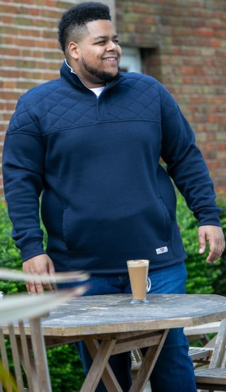 D555 SWANN Quarter Neck Sweatshirt With Quilted Top Panel Navy - Bluzy & bluzy z kapturem - Bluzy & Bluzy z kapturem 2XL-12XL