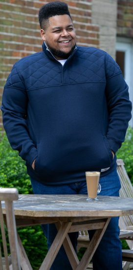 D555 SWANN Quarter Neck Sweatshirt With Quilted Top Panel Navy - Bluzy & bluzy z kapturem - Bluzy & Bluzy z kapturem 2XL-12XL