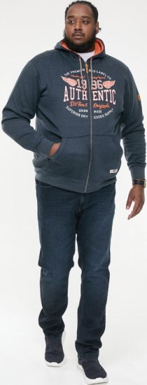 D555 HAMILTON Full Zip Hoody With Authentic 1996 Chest Print Denim - Bluzy & bluzy z kapturem - Bluzy & Bluzy z kapturem 2XL-12XL