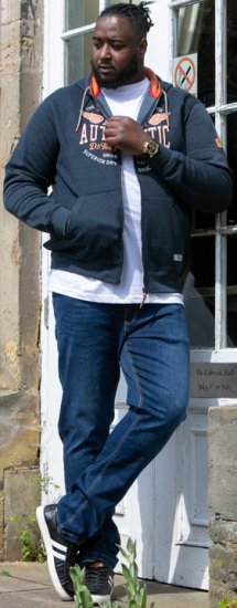 D555 HAMILTON Full Zip Hoody With Authentic 1996 Chest Print Denim - Bluzy & bluzy z kapturem - Bluzy & Bluzy z kapturem 2XL-12XL