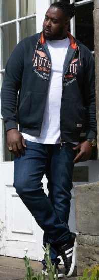 D555 HAMILTON Full Zip Hoody With Authentic 1996 Chest Print Denim - Bluzy & bluzy z kapturem - Bluzy & Bluzy z kapturem 2XL-12XL