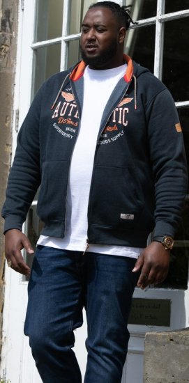 D555 HAMILTON Full Zip Hoody With Authentic 1996 Chest Print Denim - Bluzy & bluzy z kapturem - Bluzy & Bluzy z kapturem 2XL-12XL