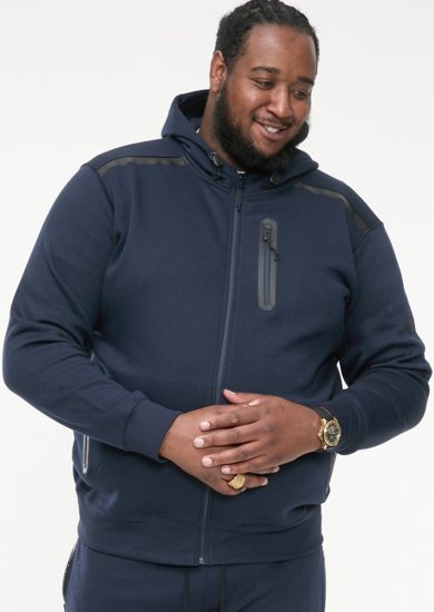 D555 GABRIEL Couture Zip Through Hoody With Reversible Zips Navy - Bluzy & bluzy z kapturem - Bluzy & Bluzy z kapturem 2XL-12XL