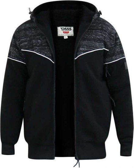 D555 HENNESSEY Zip Through Hoody With Sherpa Lining Black - Bluzy & bluzy z kapturem - Bluzy & Bluzy z kapturem 2XL-12XL