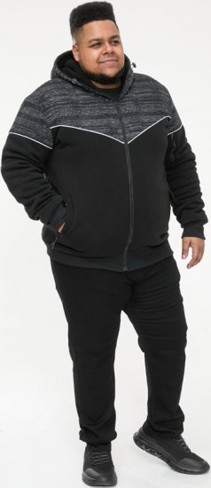 D555 HENNESSEY Zip Through Hoody With Sherpa Lining Black - Bluzy & bluzy z kapturem - Bluzy & Bluzy z kapturem 2XL-12XL
