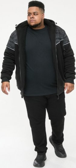 D555 HENNESSEY Zip Through Hoody With Sherpa Lining Black - Bluzy & bluzy z kapturem - Bluzy & Bluzy z kapturem 2XL-12XL