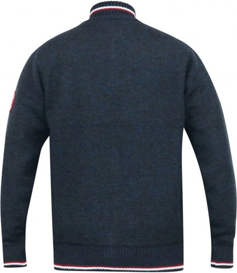 D555 ABERDARE Knitted Zip Through Sweater With Bonded Check Lining Navy Marl - Bluzy & bluzy z kapturem - Bluzy & Bluzy z kapturem 2XL-12XL