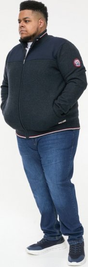 D555 ABERDARE Knitted Zip Through Sweater With Bonded Check Lining Navy Marl - Bluzy & bluzy z kapturem - Bluzy & Bluzy z kapturem 2XL-12XL