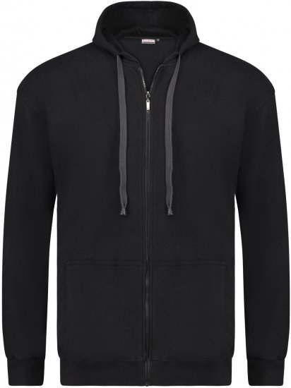 Adamo Athen Hoodie with Zipper Black - Bluzy & bluzy z kapturem - Bluzy & Bluzy z kapturem 2XL-12XL