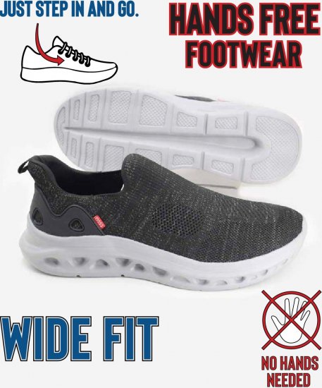 D555 Blyth 1 Kingsize Hands Free Shoes With Knitted Top Black - Buty męskie 40-52 - 
