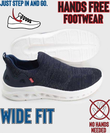 D555 Blyth 2 Kingsize Hands Free Shoes With Knitted Top Navy - Buty męskie 40-52 - 
