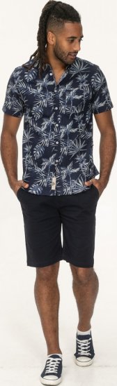D555 Truro Hawaiian AOP Short Sleeve Button Down Collar Shirt Navy - Koszule - Koszule 2XL-10XL