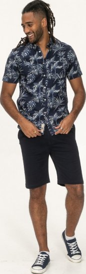 D555 Truro Hawaiian AOP Short Sleeve Button Down Collar Shirt Navy - Koszule - Koszule 2XL-10XL